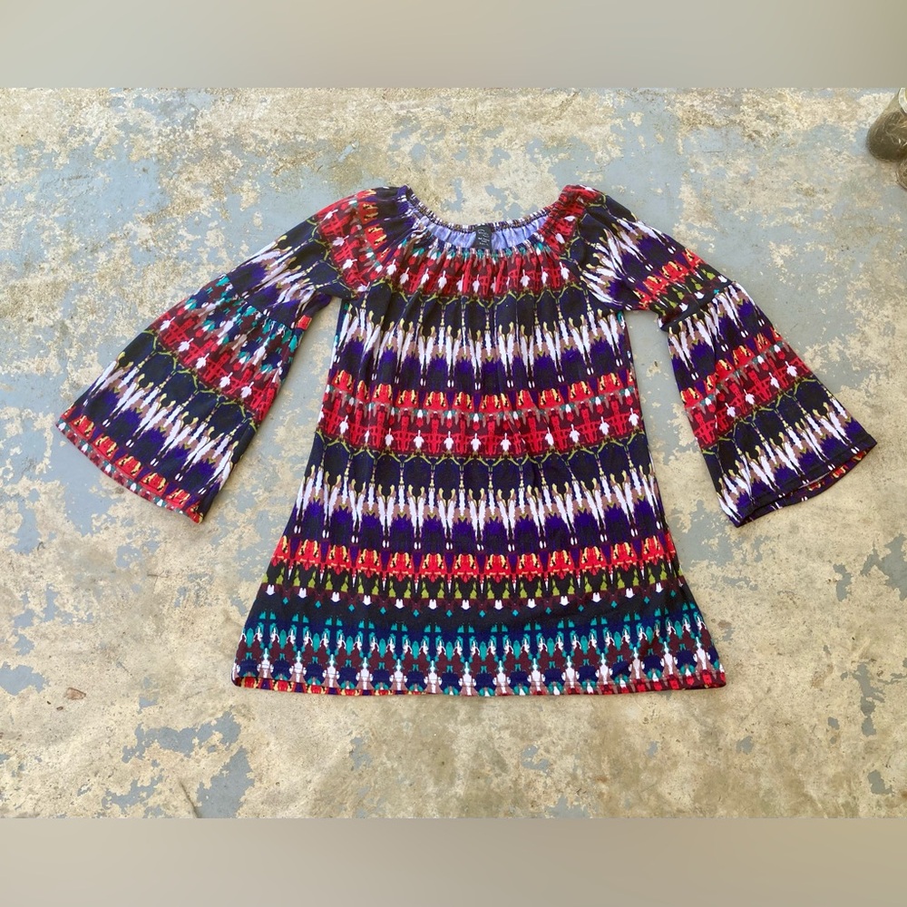 Women's Multicolor Bell Sleeve Tunic